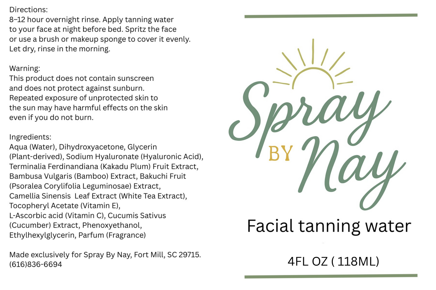 Facial Tanning Water